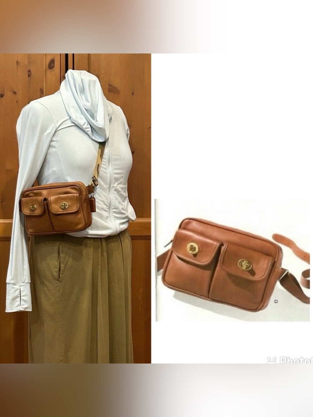Upcrafted M/L Vintage Coach Twin Double Turnlock Pocket Bum Bag Fanny Pack